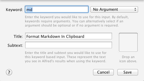 Schurpf Markdown Alfred Workflow Keyword