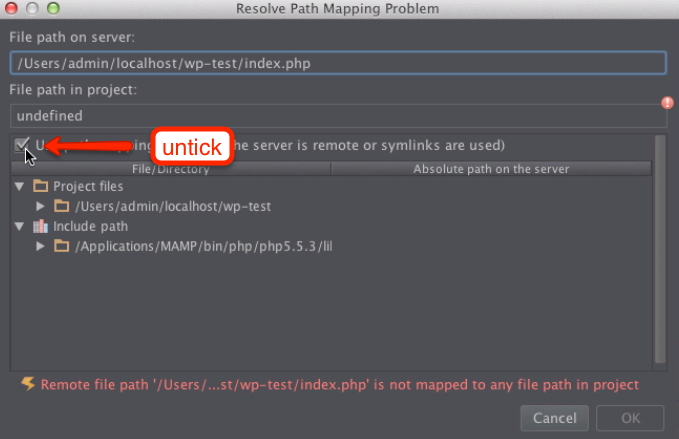 PhpStorm fix mapping